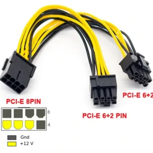 9 inch PCI Express 8 Pin to Dual 6+2 Pin Power Cable for PC VGA Video Card - Image 1