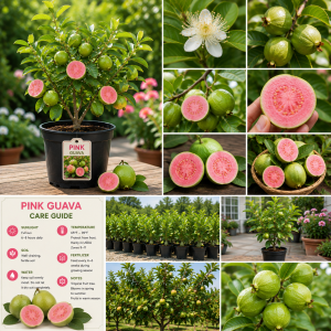 Pink Guava Live Tree - Tropical Fruit Plant - 3 Gallon Pot - 2-3 ft Tall