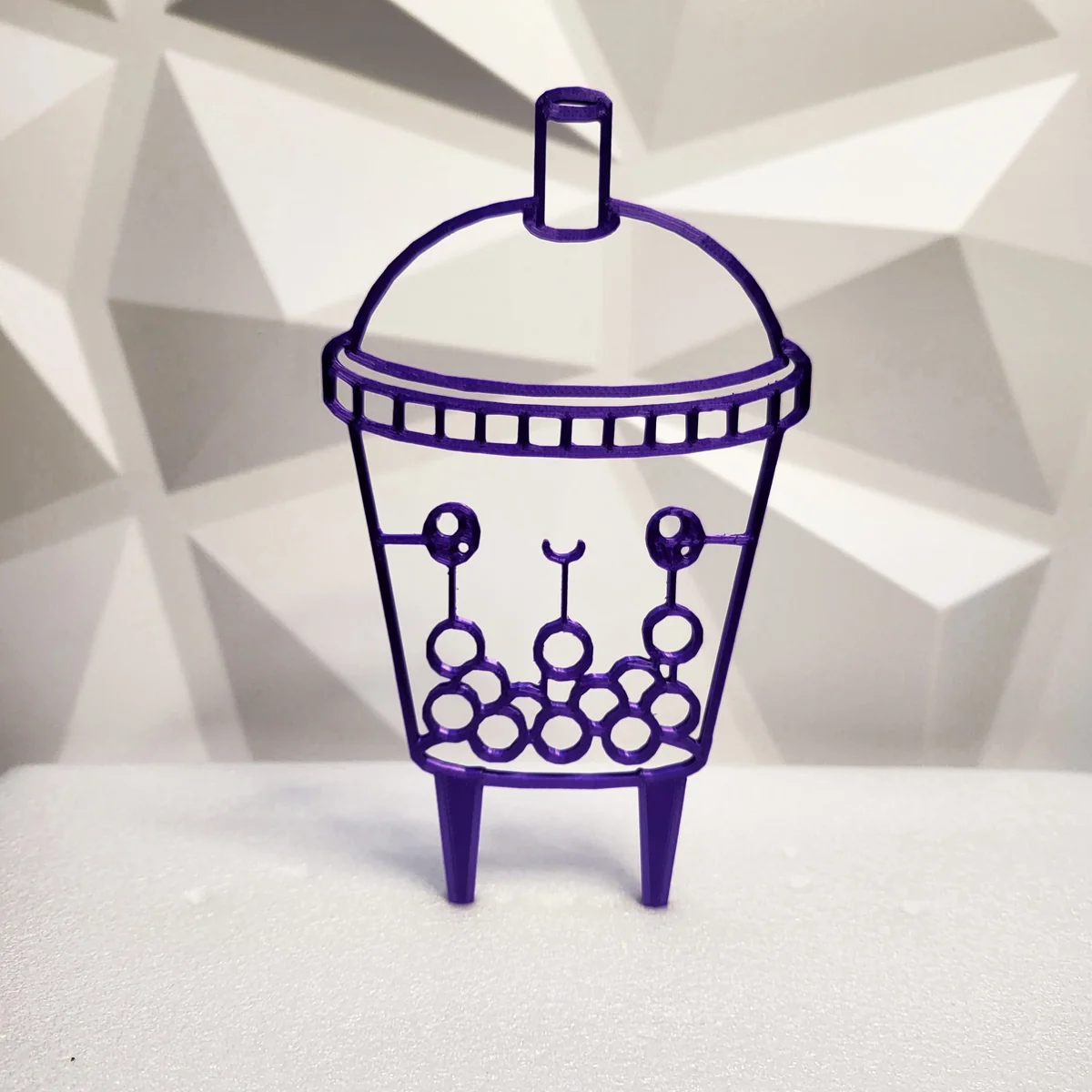 Boba Tea Plant Trellis Pick - 3D Printed Plant Support for Houseplants, Silk Purple, 7.8 Inches Tall - Image 2