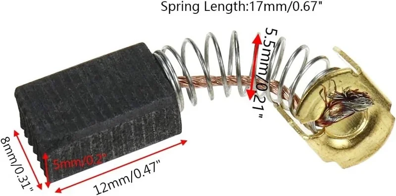 Carbon Motor Brushes for Power Tool 12mm x 8mm x 5mm - 1 Pair Replacement Rotor - Image 1
