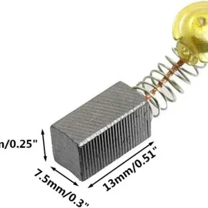 Carbon Motor Brushes for Power Tools - 13mm x 7.5mm x 6mm Replacement Pair - Image 1