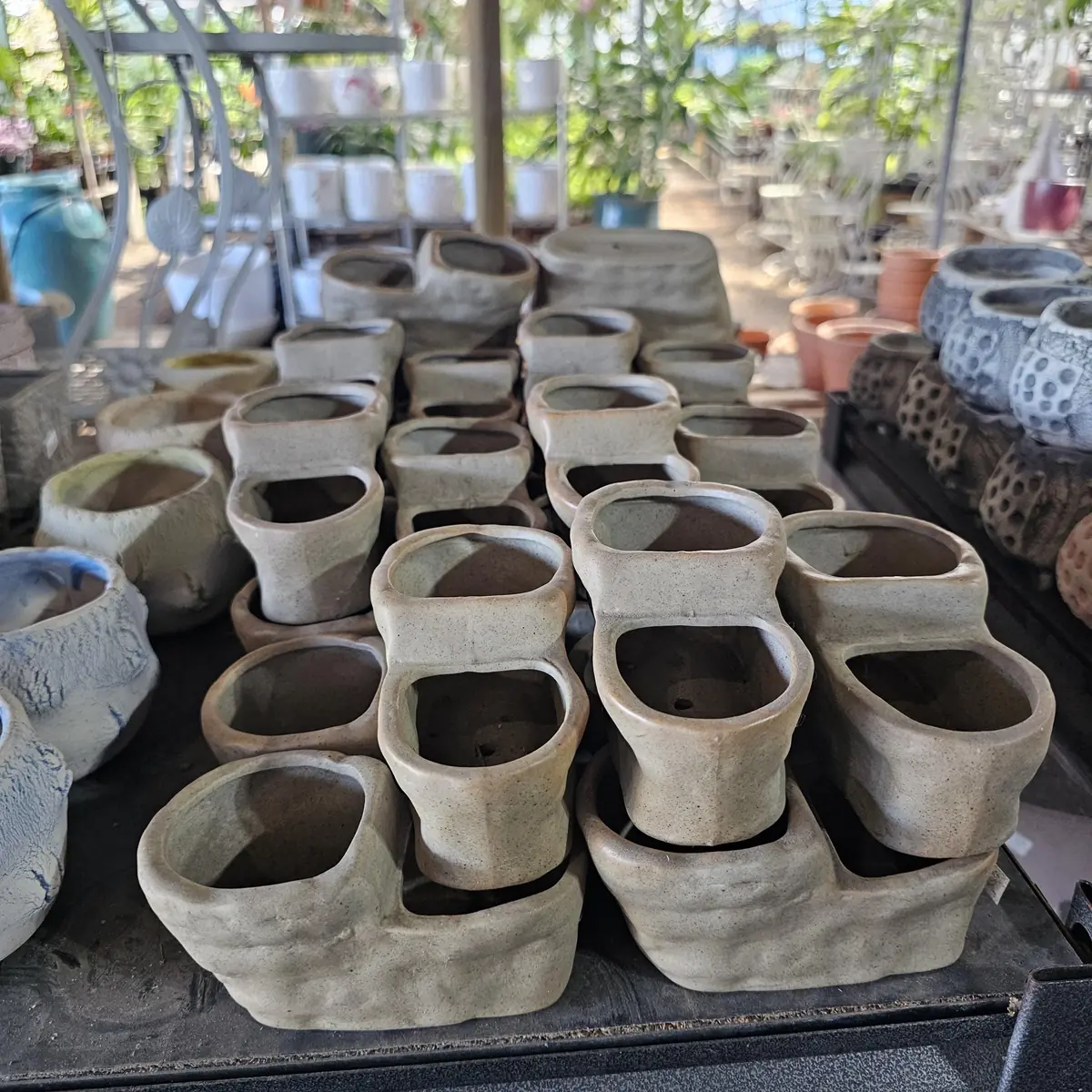 Ceramic Double Planter - Rustic Wabi Sabi Indoor Plant Pot - Image 4