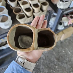 Ceramic Double Planter - Rustic Wabi Sabi Indoor Plant Pot - Image 5