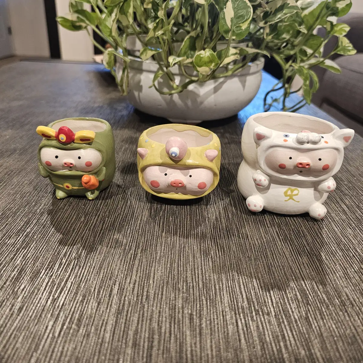 Ceramic Piggy Planter for Succulents - Miniature Pot with Drainage Hole, Assorted Colors - Image 2