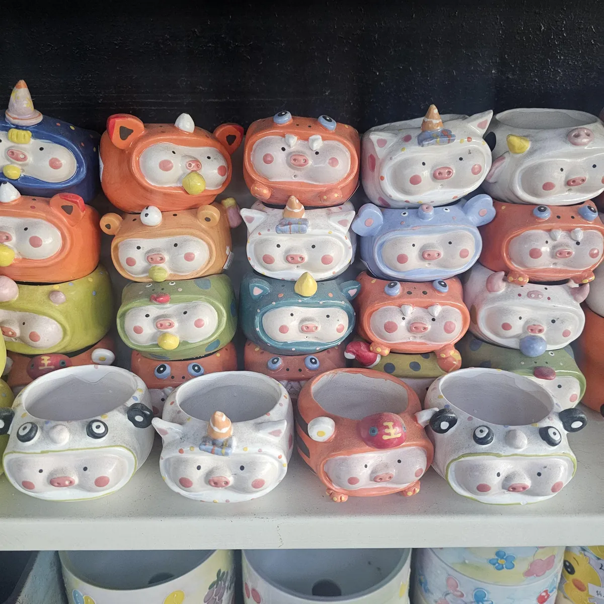 Ceramic Piggy Planter for Succulents - Miniature Pot with Drainage Hole, Assorted Colors - Image 1