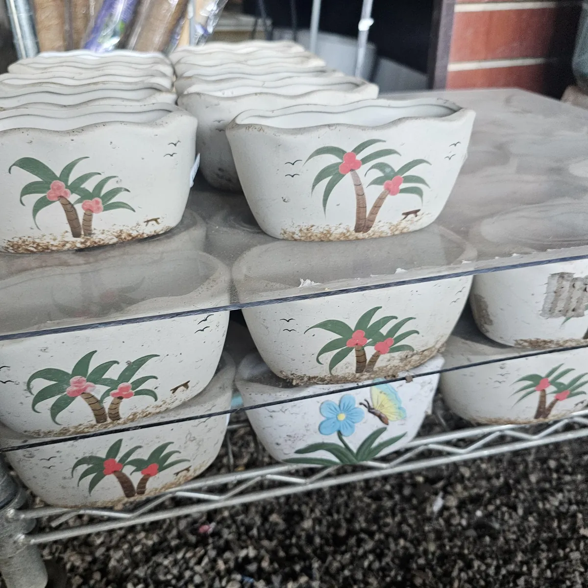 Palm Tree Ceramic Succulent Planter Pot with Drainage Hole - Garden Decor - Image 2