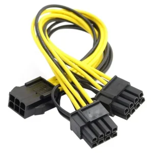 PCIe 6 Pin Female to Dual 8 (6+2) Pin Male GPU Power Adapter Cable - Black - Image 7
