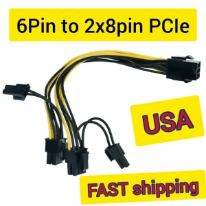 PCIe 6-Pin to Dual 8-Pin (6+2 Pin) GPU Video Card Power Adapter Cable - 8 Inch Black - Image 5