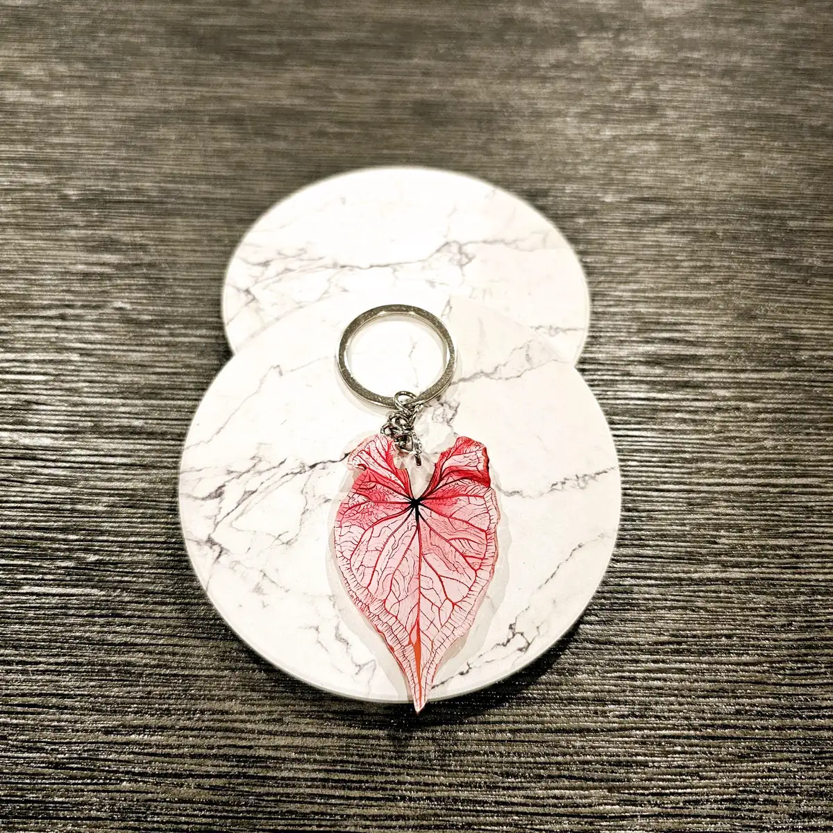 Pink Leaf Keychain - Unique Foliage Accessory for Bags & Keys - Image 4