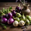 Round Eggplant Seeds Mix - Purple, Green, White Variety - Vegetable Seeds - Image 1