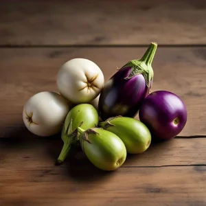 Round Eggplant Seeds Mix - Purple, Green, White Variety - Vegetable Seeds - Image 2