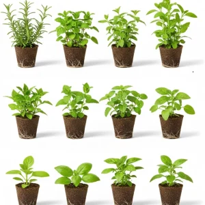 Set of 4 Live Assorted Herb Plants, 3-6 Inch Fragrant Herbs for Garden & Kitchen - Image 1