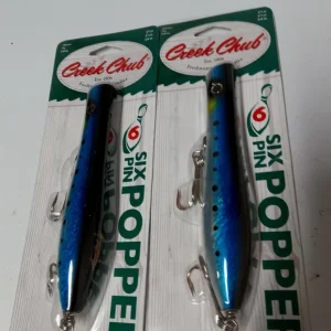 Six Pin Popper Fishing Lure - 6.5 inch, 2.5 oz, Sardine, Blue Wood Topwater Bait - Image 1