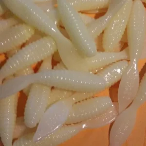 Soft Plastic 4" Sting Ray Grubs Fishing Lures - White Fluorescent, 20 Pack - Image 1