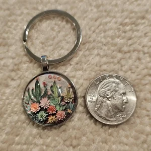 Vintage Style Cactus Keychain - Zinc Alloy Key Ring for Plant Lovers Gift - Image 2