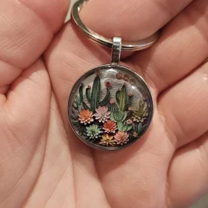 Vintage Style Cactus Keychain - Zinc Alloy Key Ring for Plant Lovers Gift - Image 3