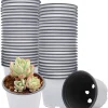 White Plastic Flower Pots - Set of 10, 4 Inch Round Planters for Indoor & Outdoor - Image 1