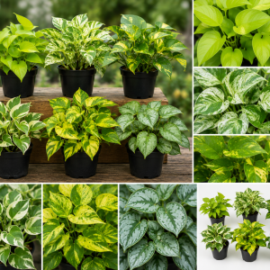 6 Mix Pothos Live Plants in Pot, Assorted Varieties, 3-6 Inch Tall, Indoor/Outdoor