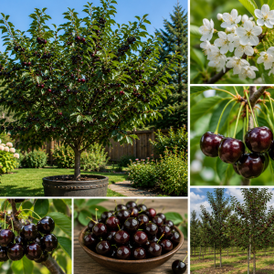 Set of 2 Live Black Cherry Trees – Sweet Cherry Bare Root Plants, Cold Hardy, 12-15 Inches Tall, Outdoor