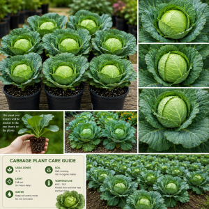 Cabbage Plant Seedling Live Plant – 4 Inch Pot – 3-6 Inch Tall – Outdoor Vegetable