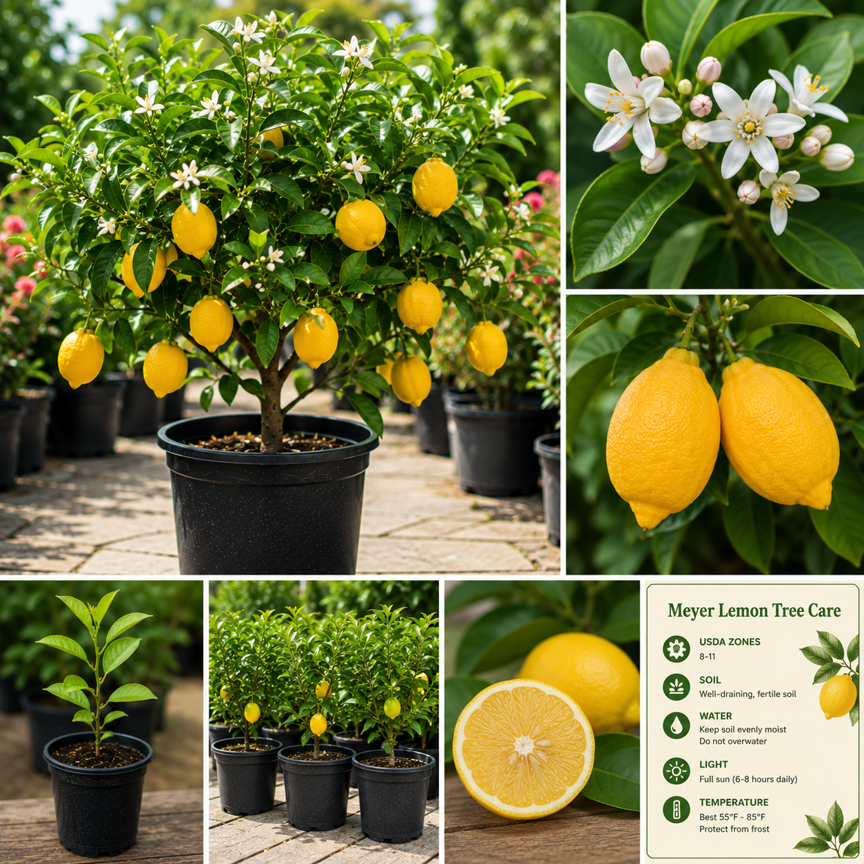 Meyer Lemon Tree Live Plant – 3 Gallon Pot – Cold Hardy