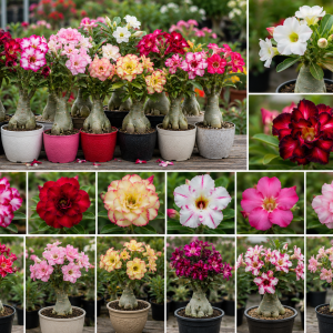 Desert Rose Live Plant 4-8" Tall - Hardy Flowering Succulent, Assorted Flowers, Indoor/Outdoor