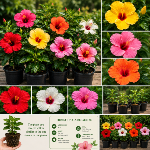 Hardy Hibiscus Live Plant – Pink Flowers, 7-12" Tall Perennial for Outdoor Full Sun