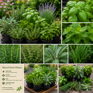 4 Assorted Herb Plants Live Collection 3-6" Tall - Indoor & Outdoor Garden
