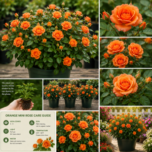 Orange Mini Rose Bush Live Plant in 3'' Pot - 3-5'' Tall Miniature Rose for Home & Office