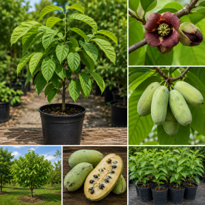 Paw Paw Tree Live Plants - 2 Bare Roots, 6-11 Inches Tall, Outdoor