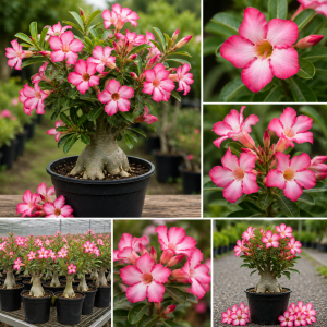 Pink Desert Rose Live Plant, Adenium Flowers, Succulent, 4-7 Inch Tall