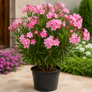 Pink Oleander Live Plants - 3 Pack, 4-7” Tall Flowering Shrub for Outdoors