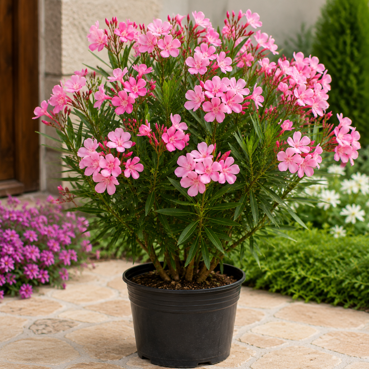 Pink Oleander Live Plants - 2-Pack, 4-8" Tall Starter Shrubs for Outdoor