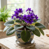 African Violet Live Plant – Purple Flowering Houseplant in 4 Inch Pot – Easy Care Indoor