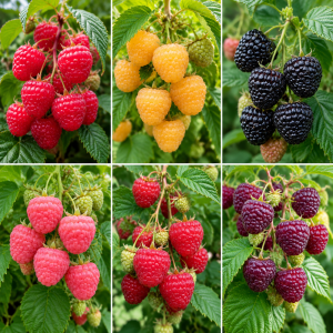 Assorted Raspberry Plants Live - Pack of 2, 5-9 Inch Tall, Sweet Berry Bush for Outdoor Gardens