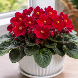 Red African Violet Live Plant, 4" Pot, Year-Round Blooming Indoor Houseplant