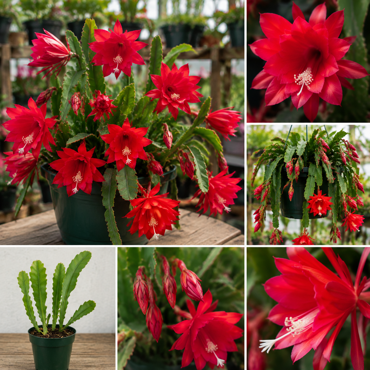 2 Live Red Epiphyllum Orchid Cactus Plants, 4-8 Inch Trailing Houseplants