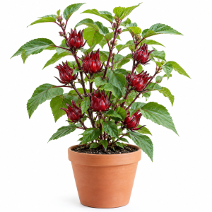 Roselle Hibiscus Sabdariffa Live Plant - Jamaican Sorrel, 6-10 Inch Tall, 4" Pot