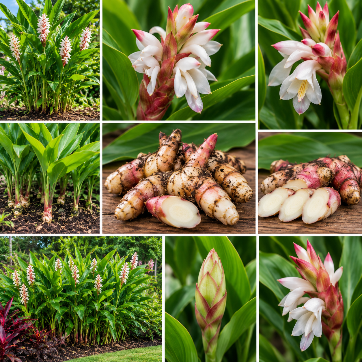 6 Shampoo Ginger Rhizomes - Red Pinecone Ginger Root Live Plant, Hardy Perennial