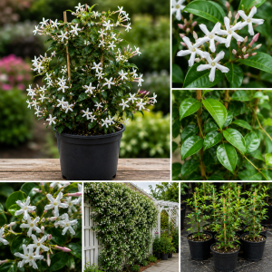 Star Jasmine Live Plant - 2 Blooming Plants, 4-7 Inches Tall, Indoor/Outdoor