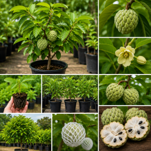 Sugar Apple Live Plant - 3-Gallon Pot, 2-4 Ft Tall, Tropical Fruit Tree