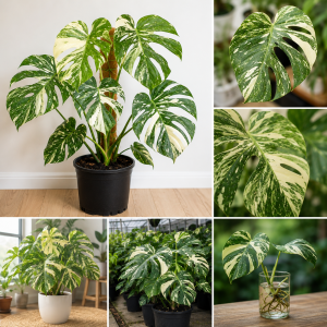 Monstera Live Plant - Constellation Variegated - 4-7'' Tall - Indoor/Outdoor