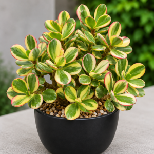 Variegated Jade Live Plant - Crassula Ovata Succulent Houseplant, 4 Inch Pot