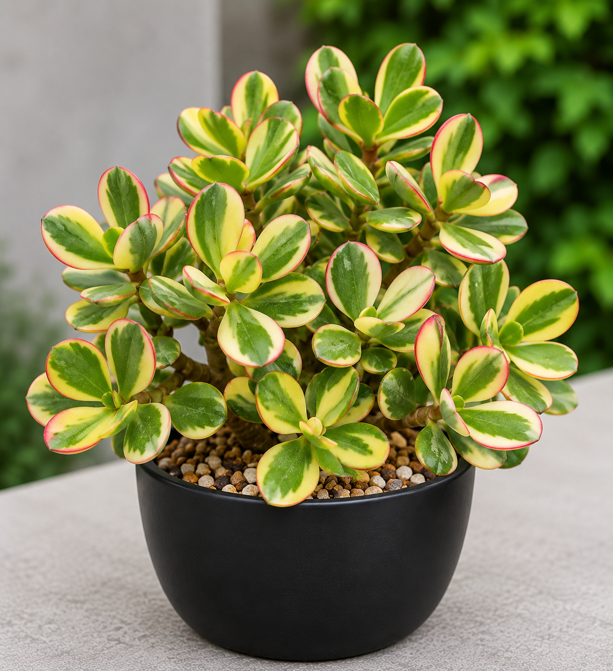 Variegated Jade Live Plant - Crassula Ovata Succulent Houseplant, 4 Inch Pot