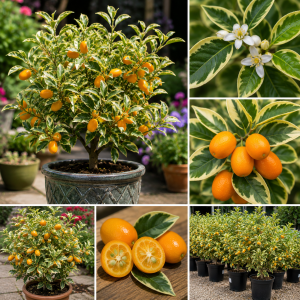 Variegated Kumquat Tree Live Plant - 3 Gallon Pot, Outdoor Citrus Fruit