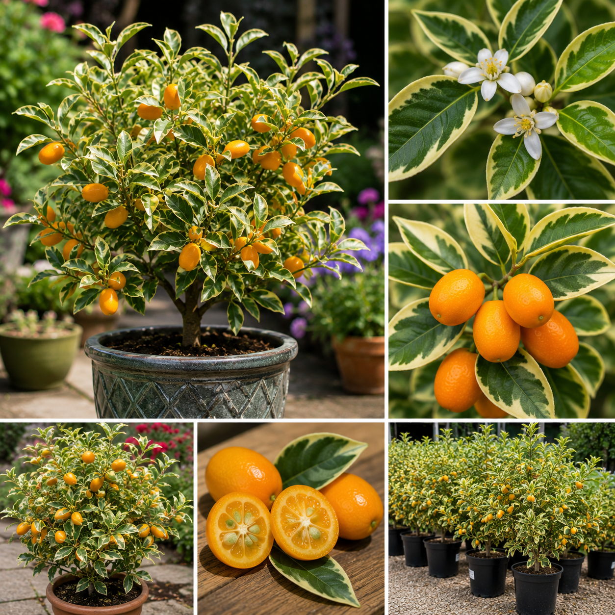 Variegated Kumquat Tree Live Plant - 3 Gallon Pot, Outdoor Citrus Fruit