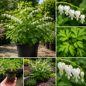 White Bleeding Heart Plants Live - 2-Pack, 4-6 Inch Tall, Perennial Shade Flower
