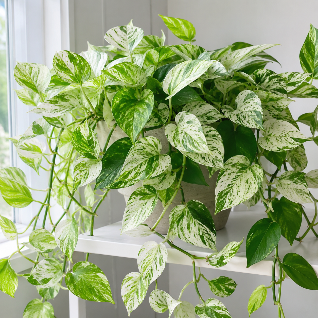 White Pattern Pothos Live Plant – Variegated Indoor Pothos – 3 Inch Pot – 2 Pack