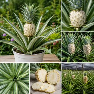 Pineapple Plants Live - Set of 2 White Jade Tropical Fruit Shrubs, 4-8 Inch Tall, Outdoor