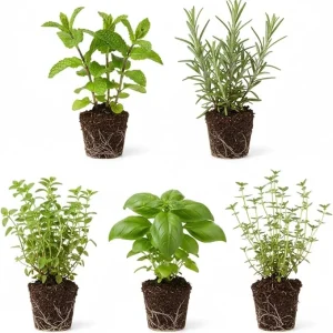 Assorted Herb Plant Starter Set, 3-6 Inch Tall Live Herbs, 3-Pack, Indoor/Outdoor - Image 2